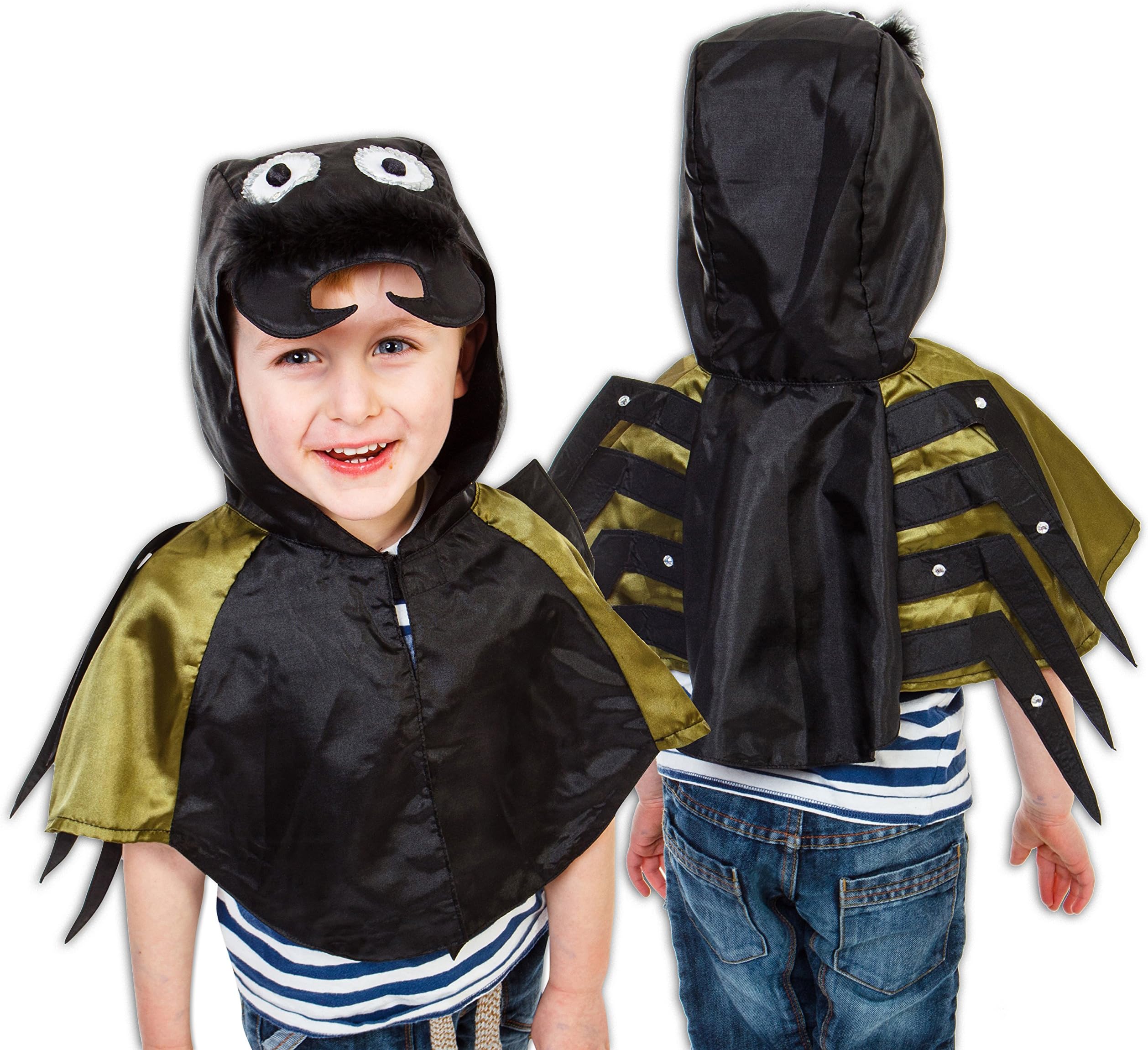 Slimy Toad Green & Black Kids Spider Costume - Luxury Handmade Spider Fancy Dress Costume (3-7 years)