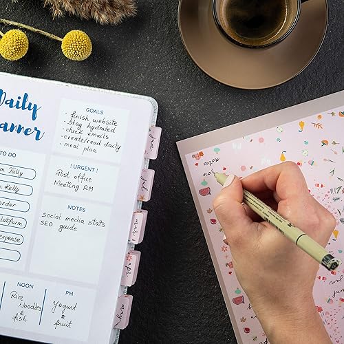 Miniatura 46 de DiverseBee - Agenda laminada, pestañas mensuales, 24 pestañas para cuadernos (pestañas de 12 meses y 12 pestañas en blanco), calendario mensual