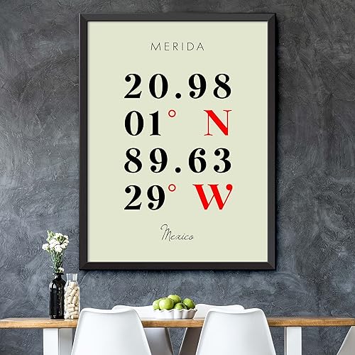 Miniatura 5 de Mapa de Mérida, México, Coordenadas Multilíneas de Colores (12x16)