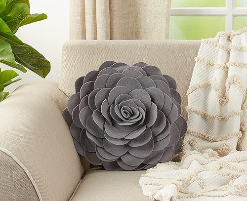 Miniatura 2 de SARO LIFESTYLE Flower Garden - Almohada decorativa con inserto, 13 pulgadas, pizarra