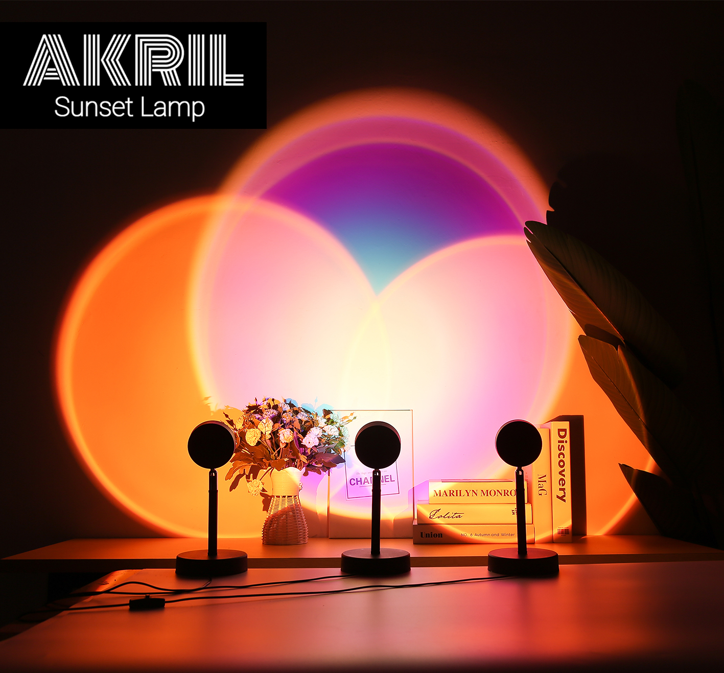 AKRIL 2021 New Sunset Projector Lamp, Red Sunset Lights Floor Lamp
