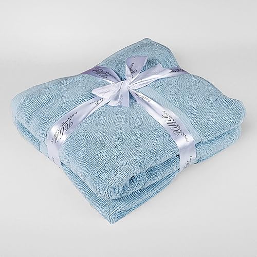 Vista 150 de HILLFAIR Juego de 12 toallas de algodón de 21.16 oz/m², 2 toallas de baño, 4 toallas de mano, 6 toallas de baño, toallas absorbentes de algodón Azul