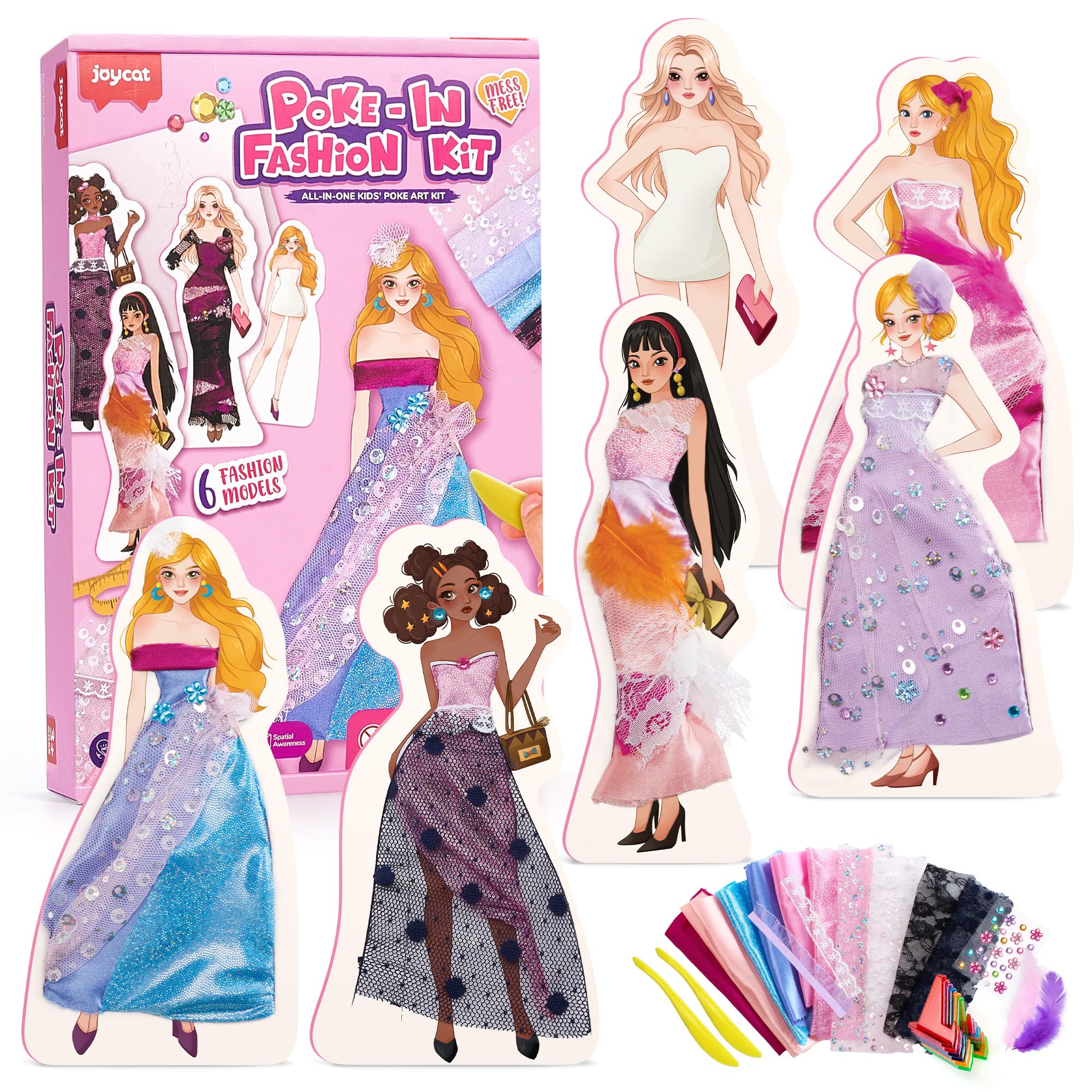JoyCat Fashion Design Poke Art Kit for Girls, 6 No-Sew Mannequins