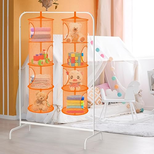 Miniatura 4 de coastal rose Organizador de bolsas de malla colgante para ahorrar espacio, organizador de almacenamiento plegable de 5 compartimentos, organizador