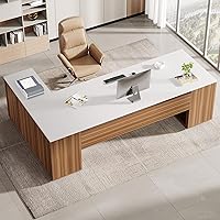 Vista 8 de Tribesigns - Escritorio ejecutivo en forma de L de 85.8 pulgadas, escritorio de oficina extra grande moderno con cajones para archivos, gabinete