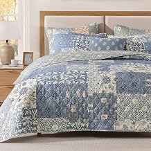 King Size Quilt Set-3 Pieces Soft King Bedspread Floral Patchwork Quilt