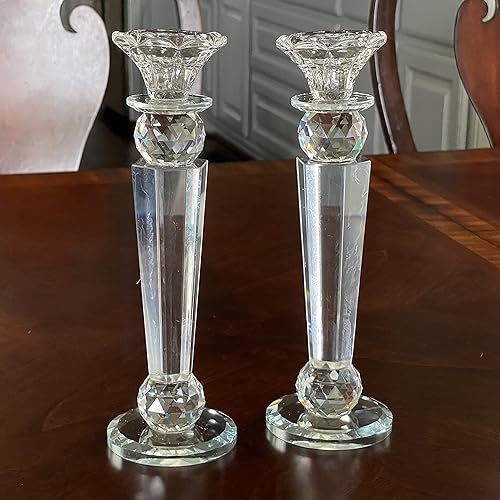 Vista 14 de Allgala Juego de 2 candelabros de bola hechos a mano con pilar cónico inverso hecho a mano de 8.5 pulgadas HD89151