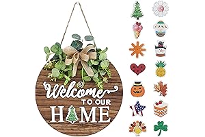 Interchangeable Seasonal Welcome Sign Front Door Rustic Decoration