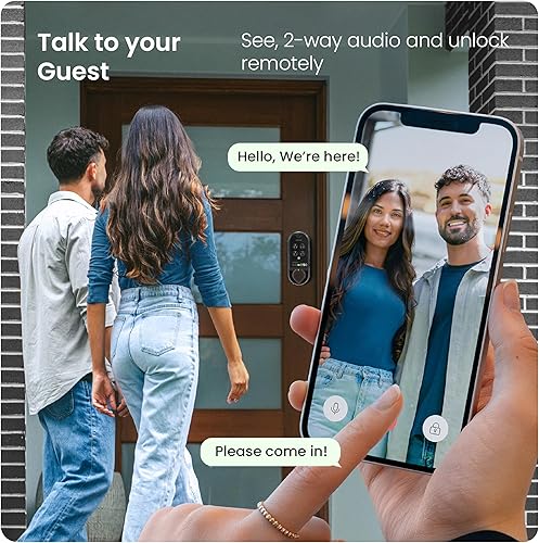 Miniatura 6 de Lockly Vision Smart Lock, cerraduras inteligentes de timbre de video HD para puerta delantera, cerradura de puerta de huellas dactilares, teclado de
