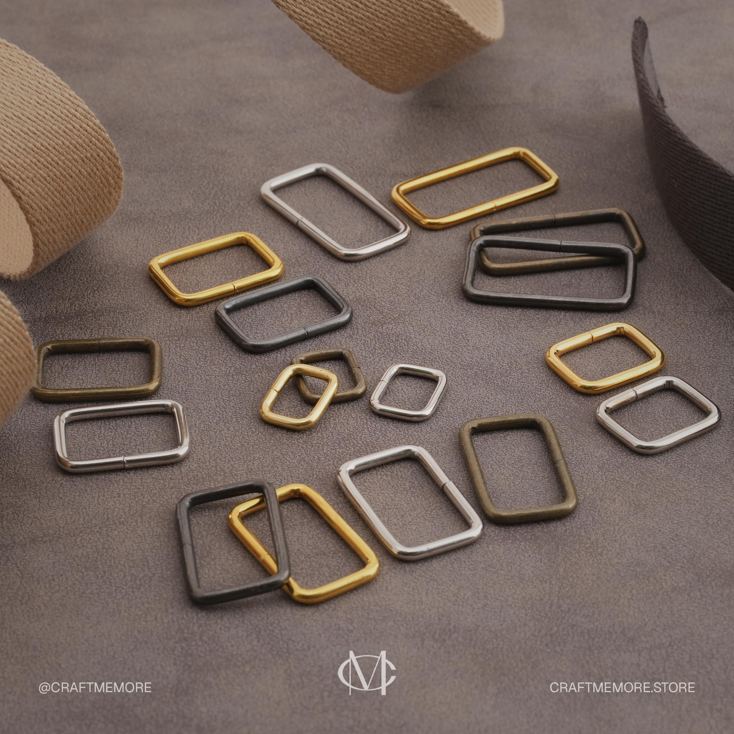 Craftmemore - Hebilla rectangular de metal para bolsa de cinturón, resistente, cable rectangular para cinchas de 1-1/4 pulgadas y 1-1/2 pulgadas de ancho, paquete de 20