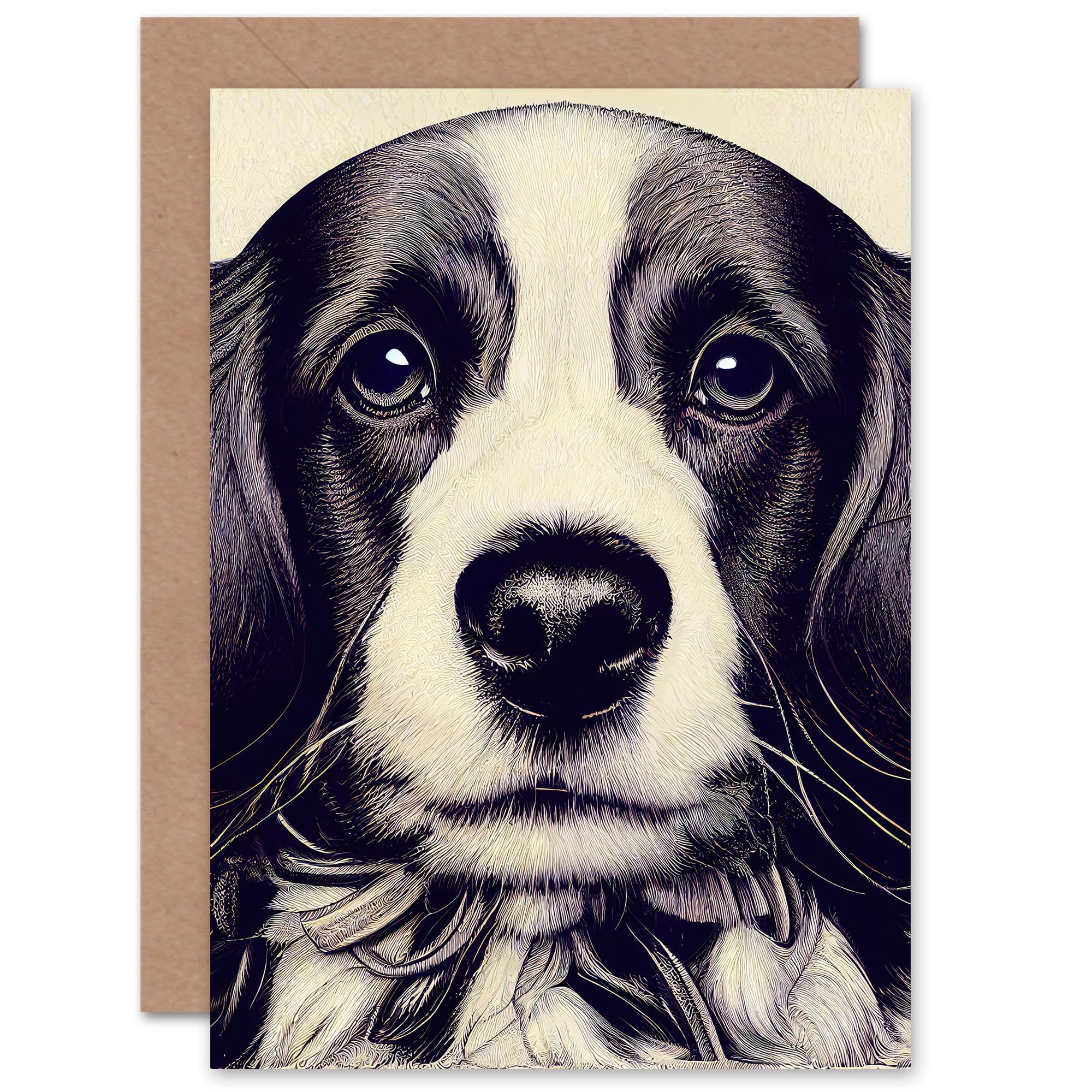 Artery8 Cute Puppy Portrait for Wife Her Mum Sister Daughter Mom Gran Nan Birthday Thank You Congratulations Blank Art Greeting Card