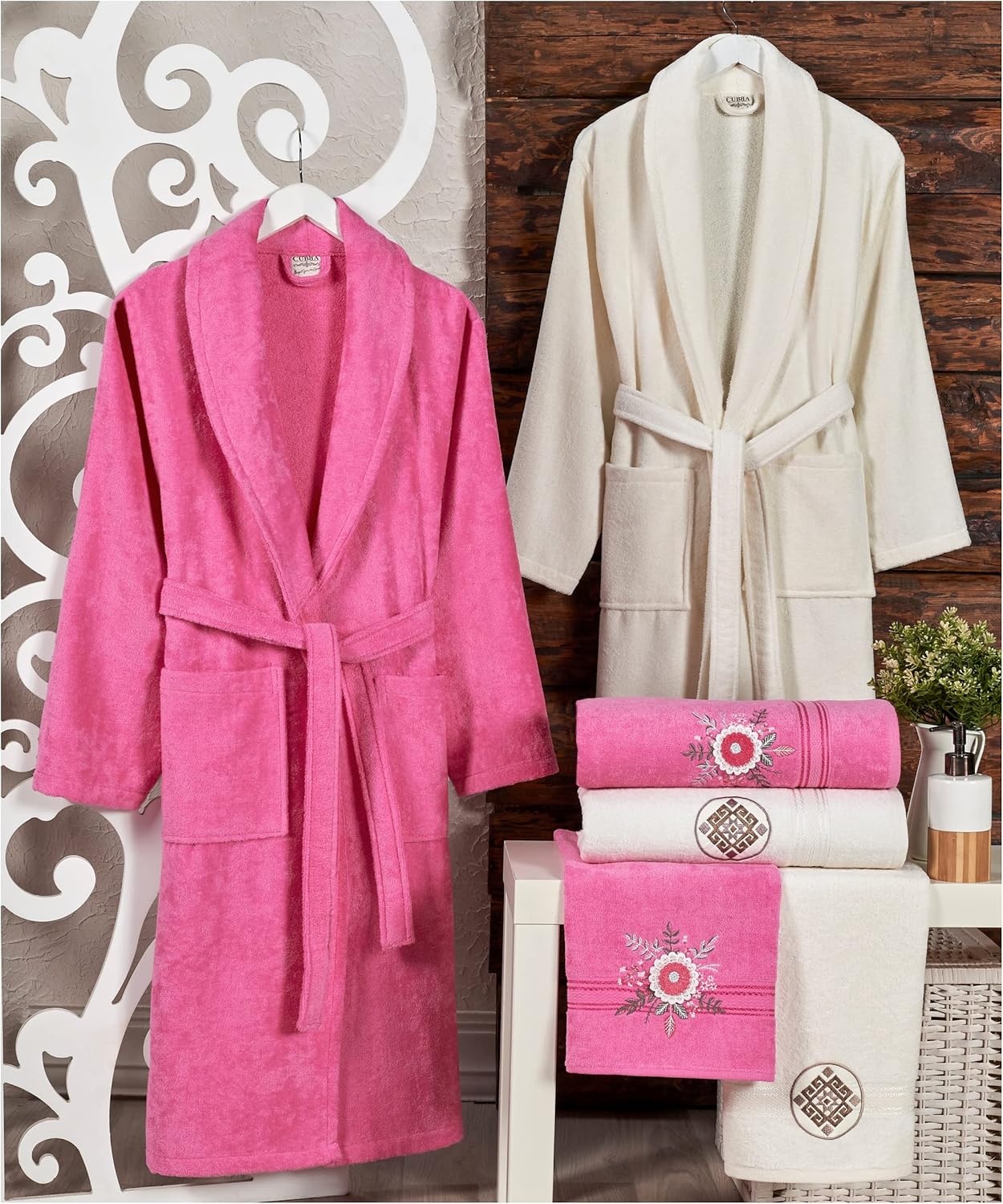 My VITA 6Piece Premium Turkish Velour Cotton Couple/Family Bathrobe