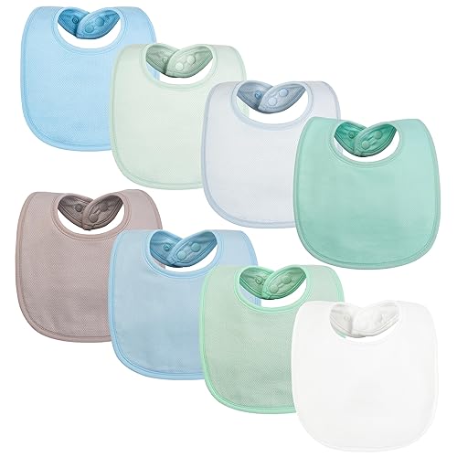 Tiny Twinkle Paquete de 8 Baberos para Bebés para Babeo y Dentición – Baberos Impermeables y Absorbentes para Bebé Niña y Niño, Juego de Baberos Boy