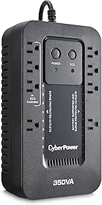 CyberPower EC350G Ecologic UPS System, 350VA/255W, 8 Outlets, ECO Mode, Compact,Black
