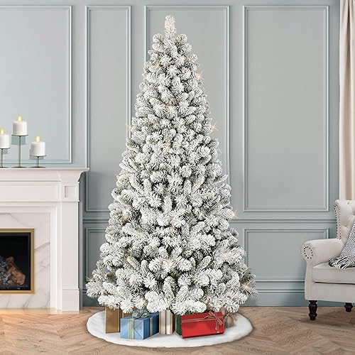 Miniatura 9 de Puleo International Árbol de Navidad artificial sin luz de pino de Virginia flocado de 4.5 pies con soporte, verde (0998-TF45)