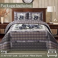 Vista 3 de Virah Bella Juego de ropa de cama King Lodge de 3 piezas, juego de edredón reversible rústico con fundas de almohada decorativas, panel familiar