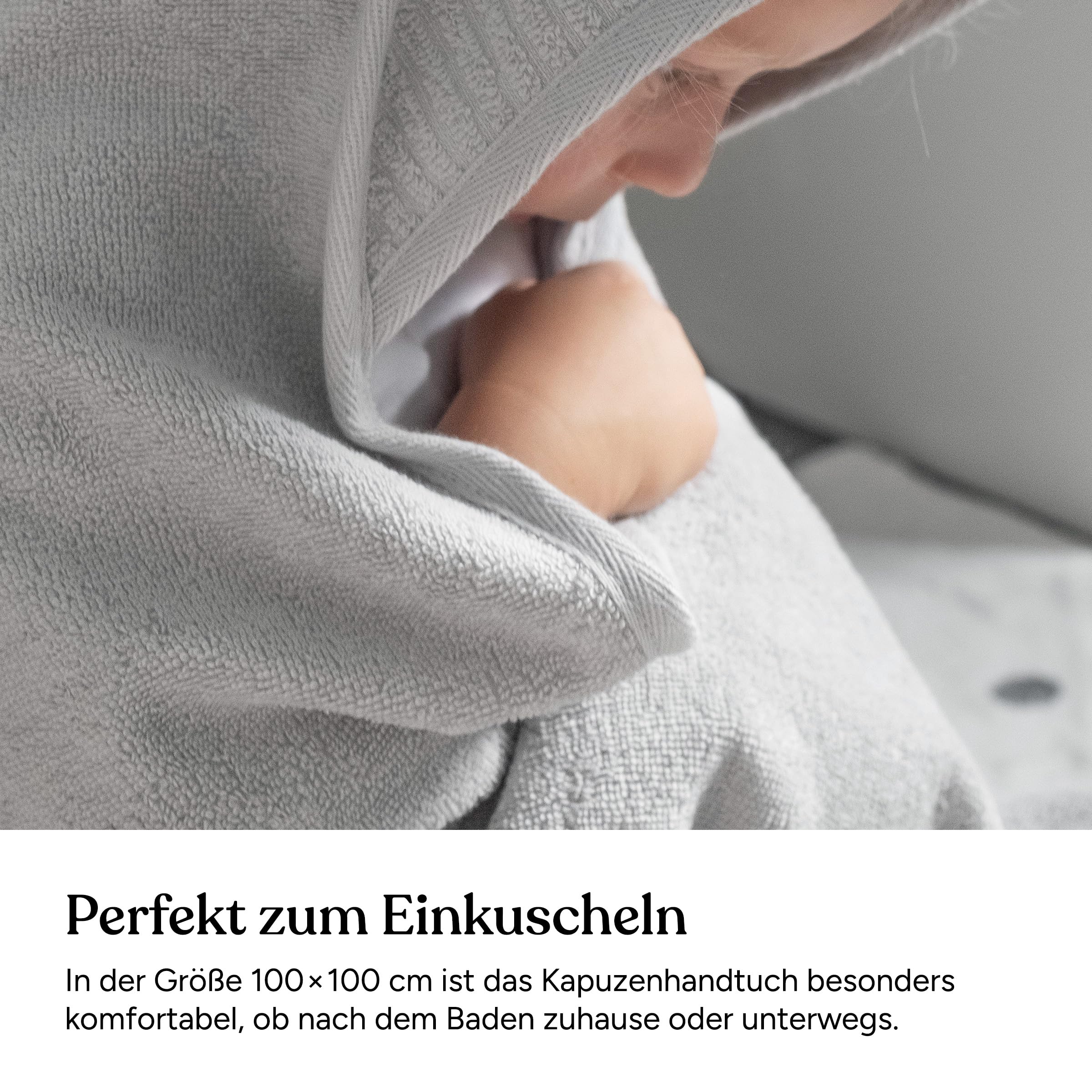 Ehrenkind® Kapuzenhandtuch | Babyhandtuch mit Kapuze aus kuschelig weicher Bio-Baumwolle | Badetuch in 100x100 cm | Beige | Badehandtuch Kinder | Baby Erstausstattung Neugeborene oder Baby Geschenk
