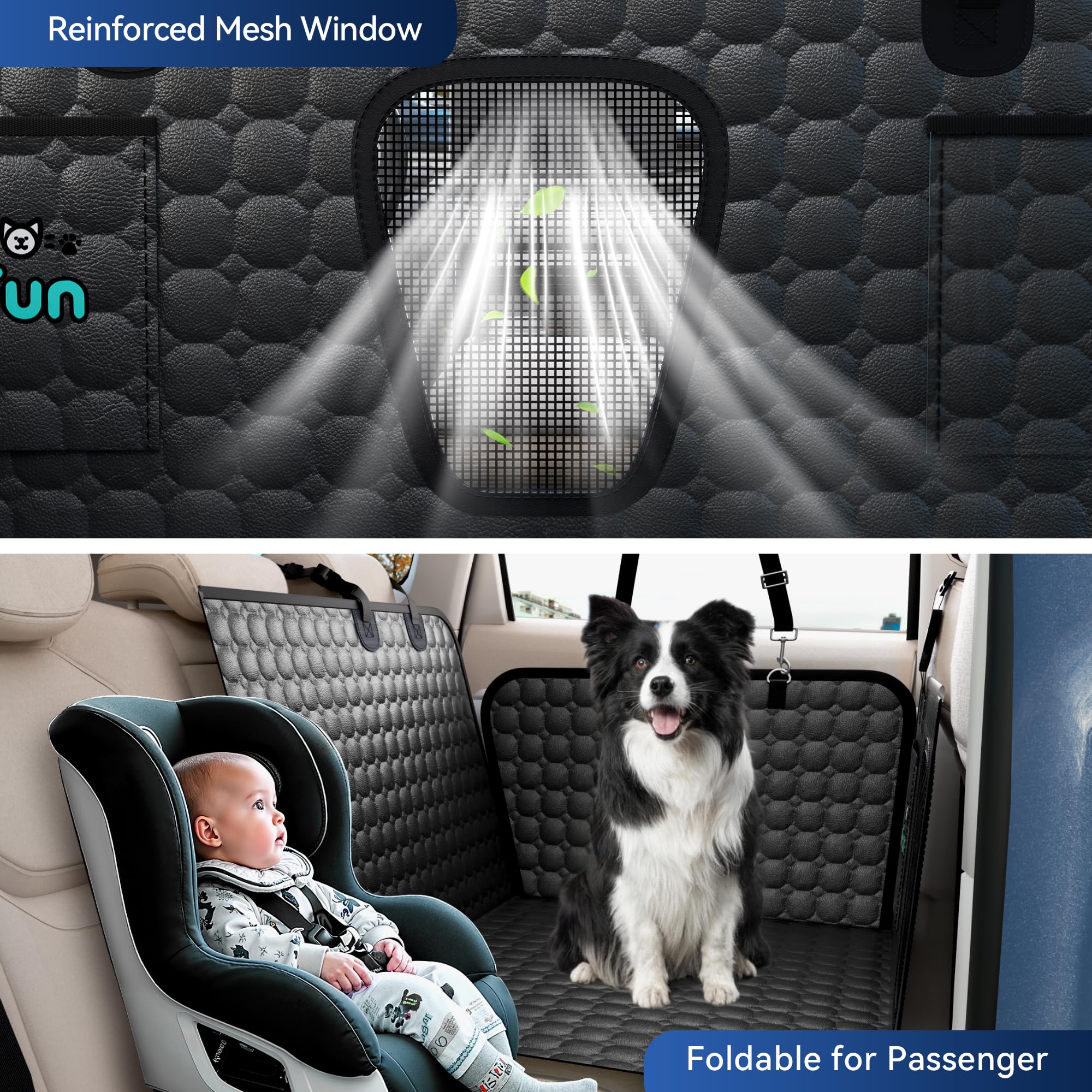 Estensore per sedile posteriore per cani, in pelle PU, impermeabile, per sedile posteriore con fondo rigido, può contenere fino a 181,4 kg, robusta amaca per cani per auto/camion/SUV, antigraffio,