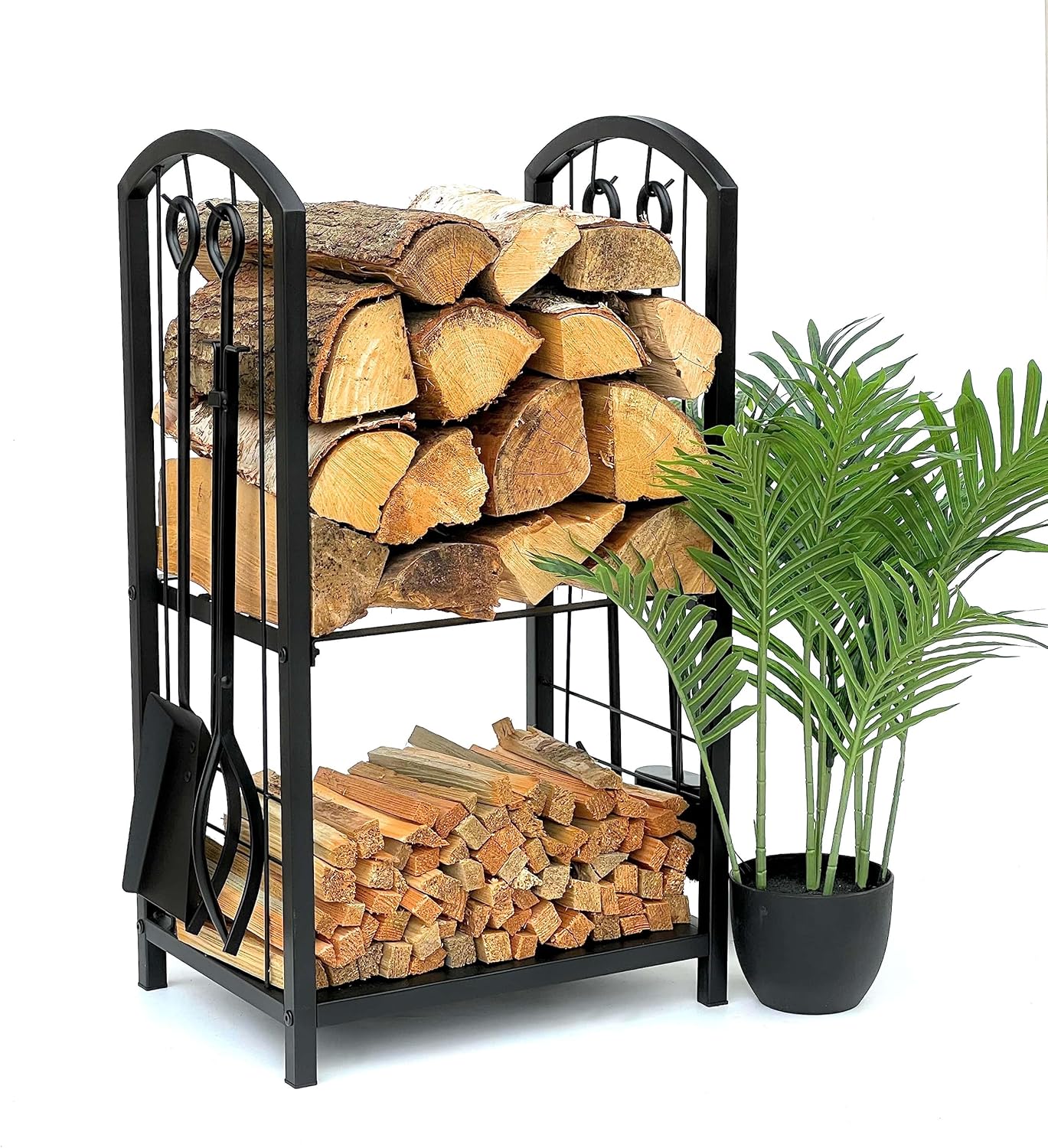 DanDiBo Firewood Rack Indoor Metal Black 72 cm Firewood Stand with