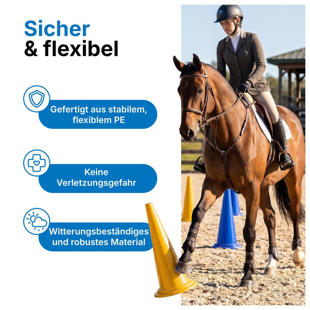 Dönges Lot de XXL cônes de guidage pour chevaux – 5 x bleu et 5 x jaune équitation