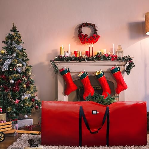 Miniatura 8 de Bolsa de almacenamiento para árbol de Navidad, se adapta a árboles artificiales desmontados de hasta 9 pies, asas duraderas con lona Oxford 600D a