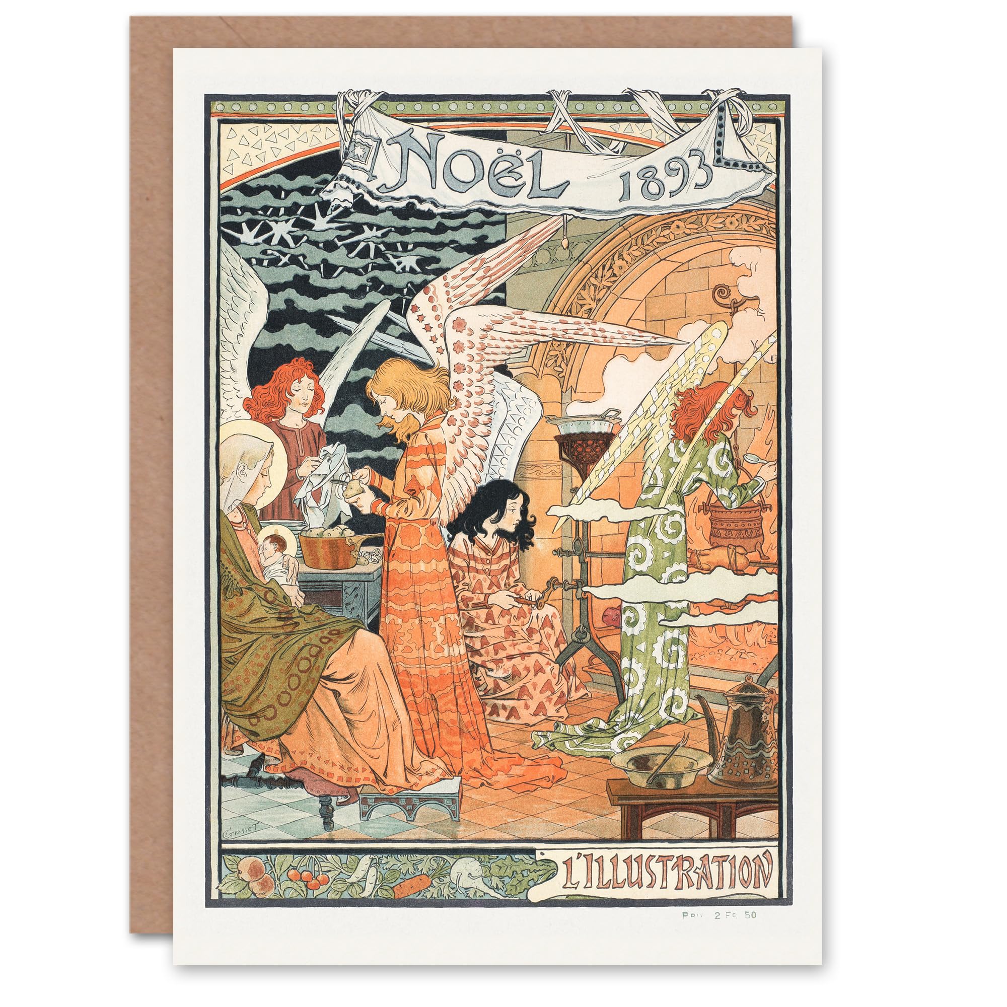Artery8 Eugene Grasset Art Card Vintage Art Nouveau Newspaper Christmas Cover