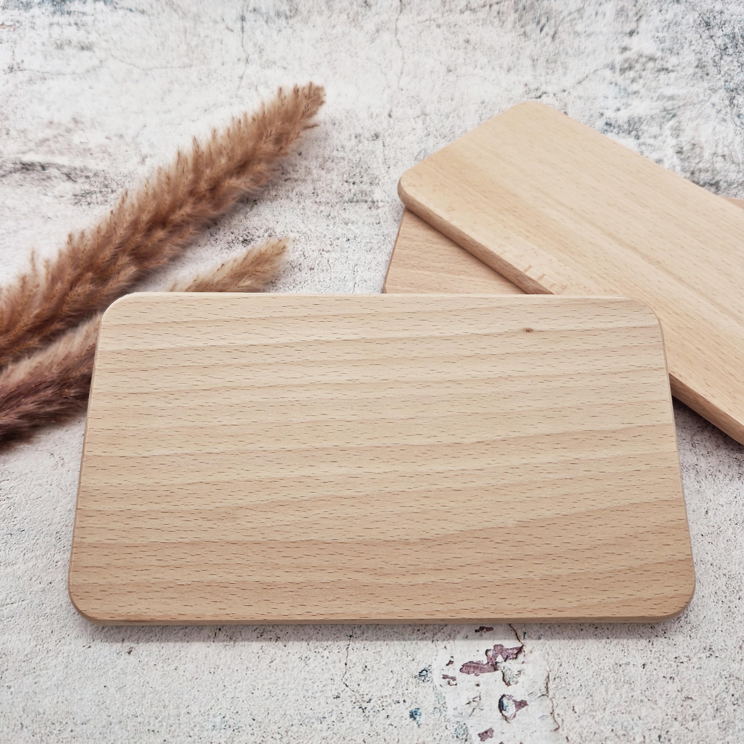 Pohmer Design Ontbijtplankjes, 10-delige set, hout, beuken, naturel, onbehandeld, broodplank voor keuken, keukengerei, snijplank, houten plankjes, aan beide zijden bruikbaar, 22,5 x 12,5 x 1,2 cm