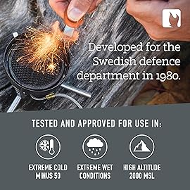 Light My Fire Fire Steel Scout - Magnesium Fire Starter Kit, 3000 Strikes, Waterproof, Bushcraft Gear, Emergency Survival Tool with Whistle & Cord