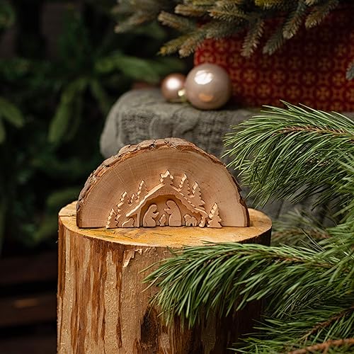 Miniatura 5 de Forest Decor Juego de Belén de madera, figuras religiosas decorativas, decoraciones de mesa de Navidad, decoración cristiana rústica hecha a mano,