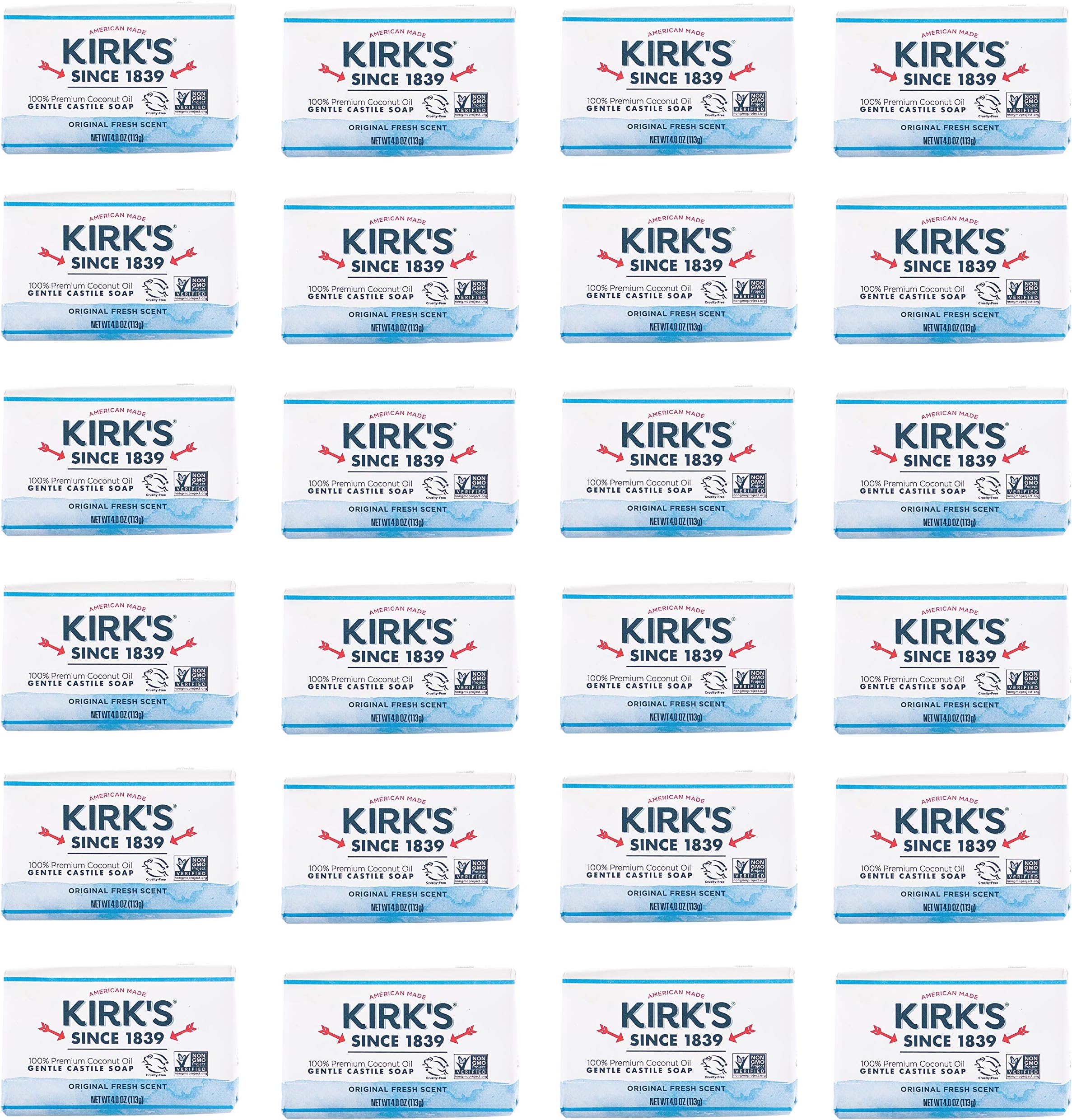 Original Coco Castile Bar Soap Original Fresh Scent 4 Ounces (Pack of 24)