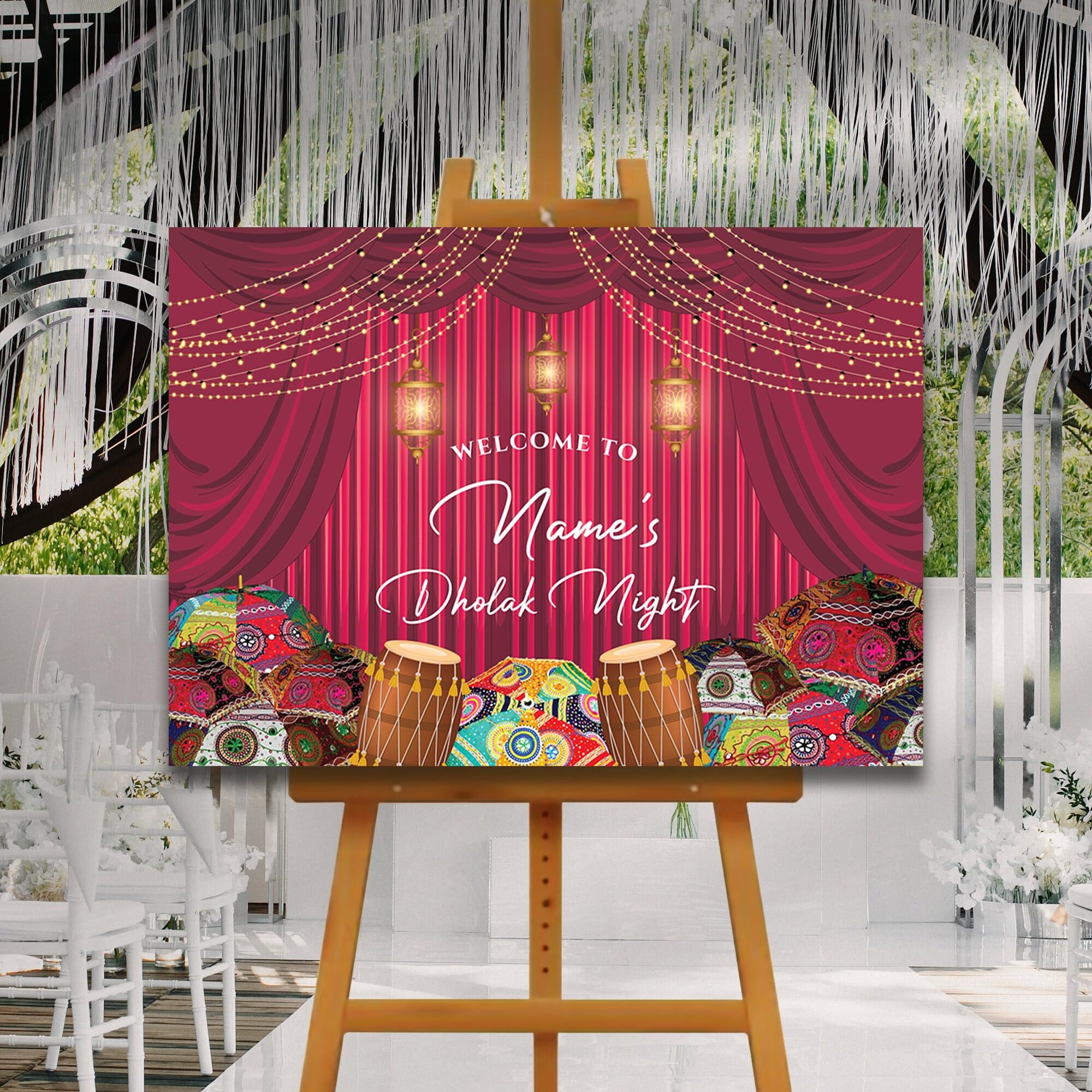 Dholki Welcome Sign, A1, A2, A3 or A4, Pakistani Wedding, Dholak Night, Muslim Dholak Welcome Sign, Punjabi Dholki Sign, Mehndi Welcome Sign