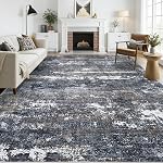 GarveeHome 10x14 Area Rugs for Luxury Living Room Bedroom Modern Abstract Machine Washable Carpets for Dining Room Non-Slip Low Pile Area Rugs for Nursery Room Playroom Grey