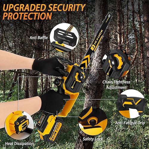 Miniatura 5 de JEXUGK Motosierra sin escobillas de 12 pulgadas, motosierra inalámbrica de 21V con 2 baterías de 4.0Ah, motosierra eléctrica de gasolina recargable