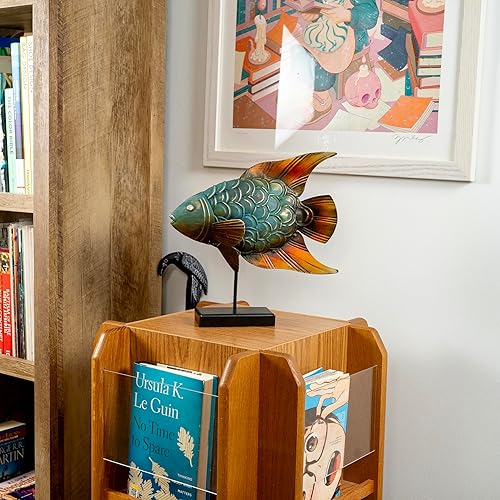 Miniatura 2 de Made Easy Kit Arte de metal de pescado independiente, decoración del hogar y la cocina, escultura de escultura antigua y colorida artesanía, mar,