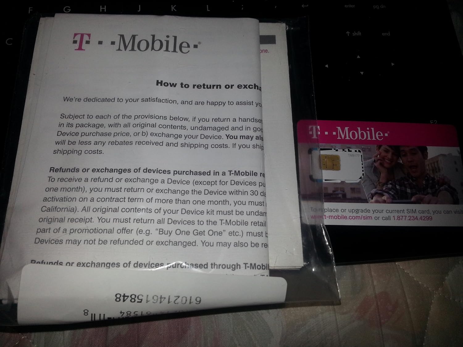 T-mobile Sim Card Brand New Unactivated Replacement (not for activating pre-paid service)