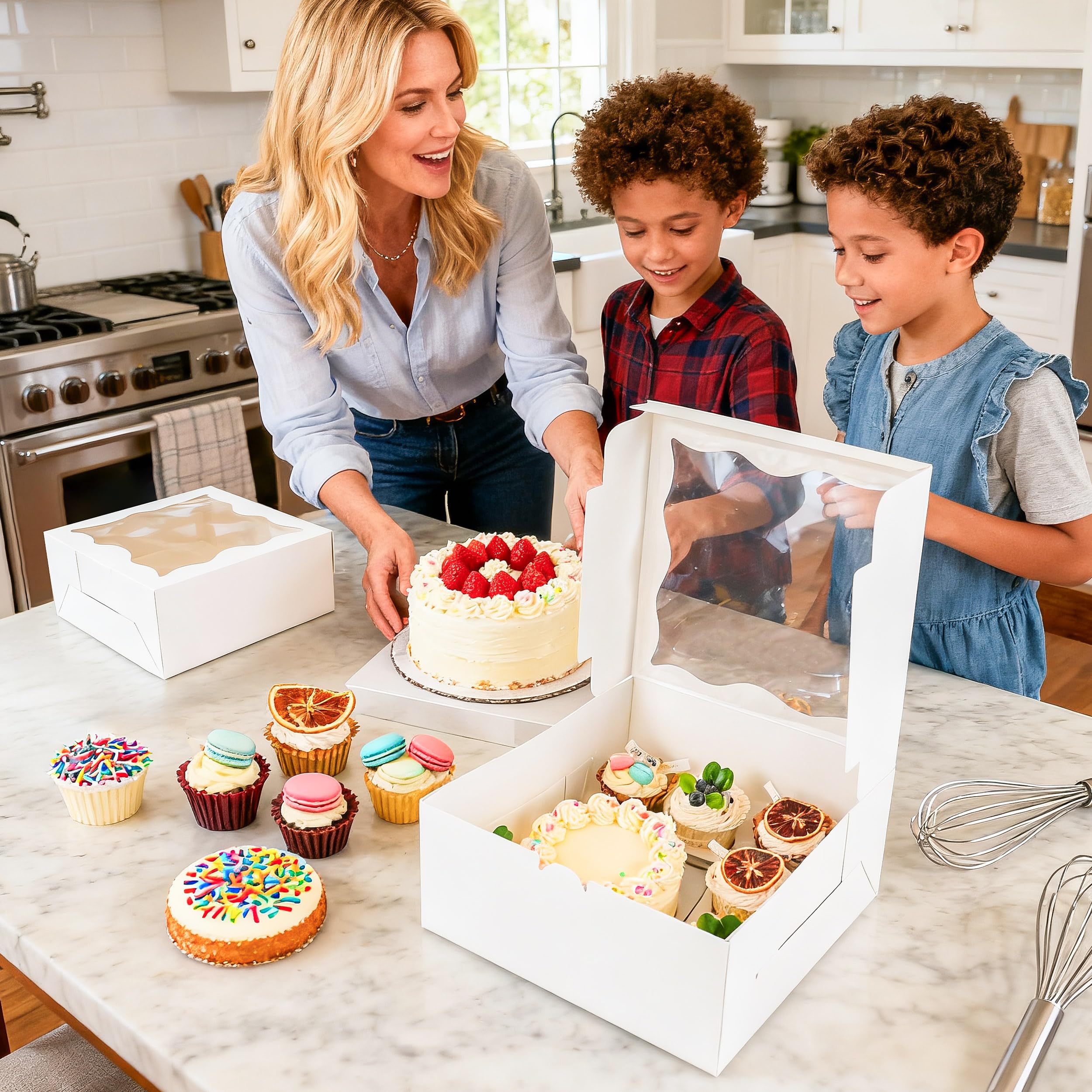 NPLUX Cake Boxes - 4 Pack for Cupcakes & Mini Cakes -7 NPLUX Cake Boxes - 4 Pack for Cupcakes & Mini Cakes -7