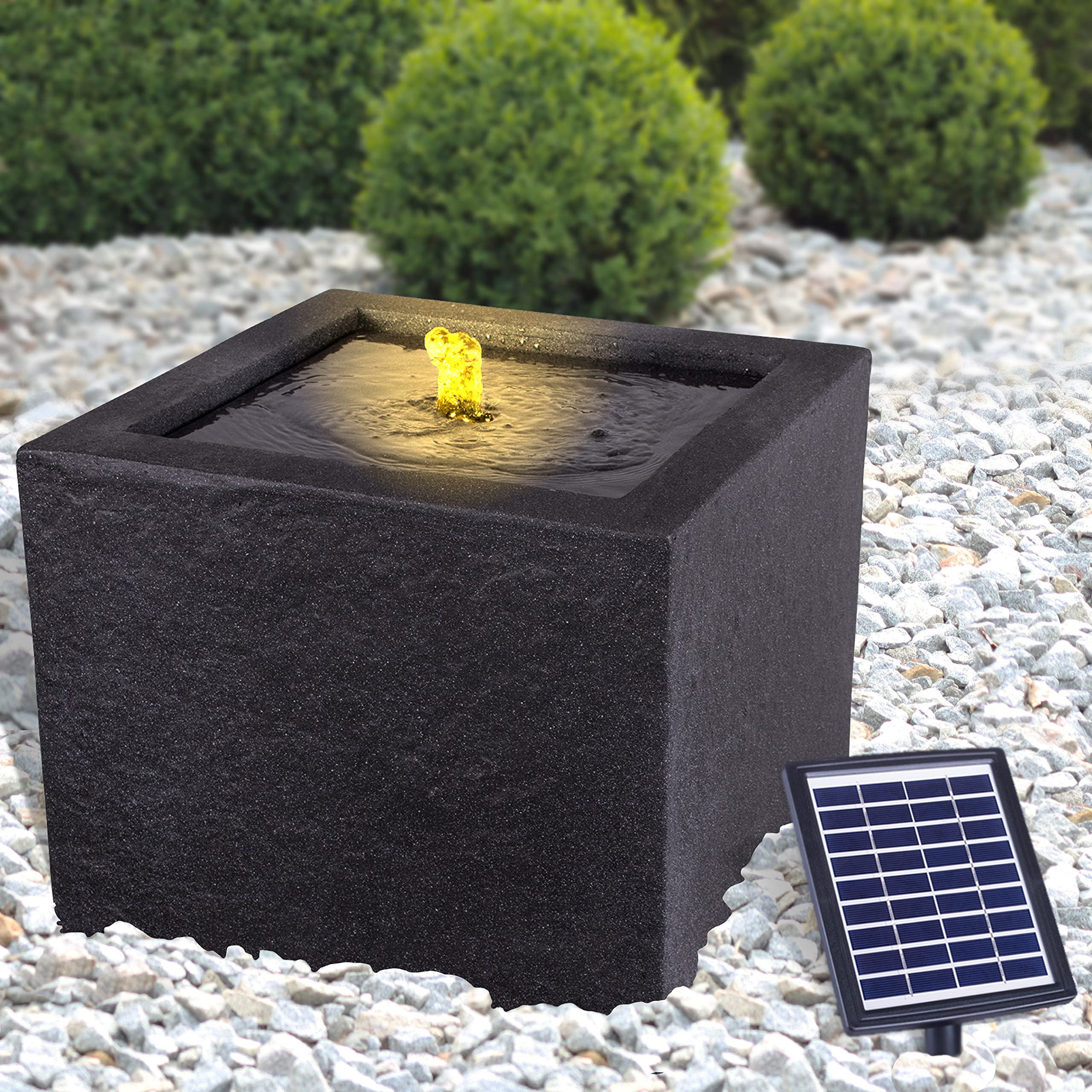 Solar Gartenbrunnen mit Pumpen-instant-Start-Funktion, Liion-Akku & Led-Licht für Terrasse, Balkon