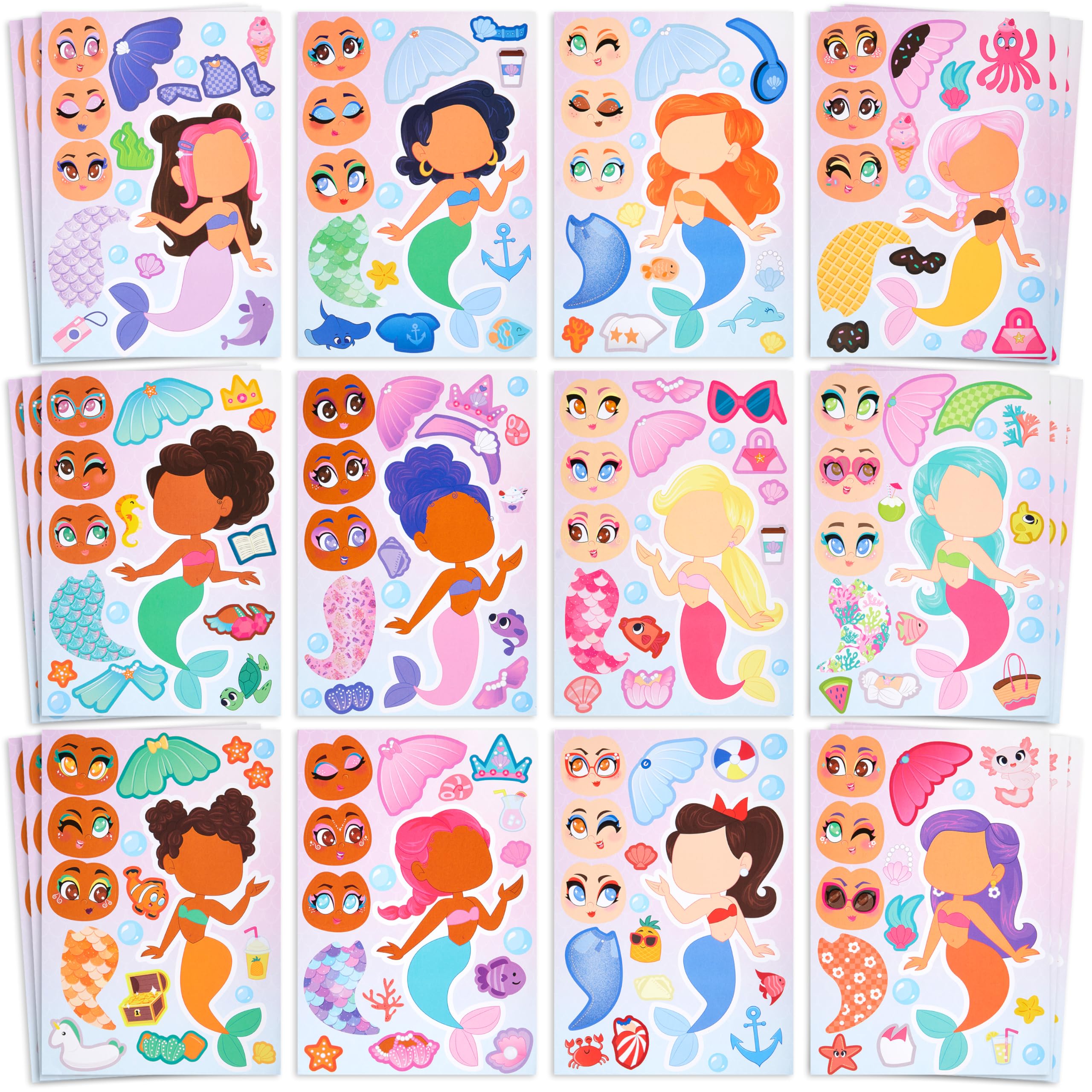 Sponsored Ad – 36 Pcs 9"x6" Mermaid Make a Face Stickers for Kids, Mix and Match Decoration, Party Favors, Goodie Bags, Classroom Rewards