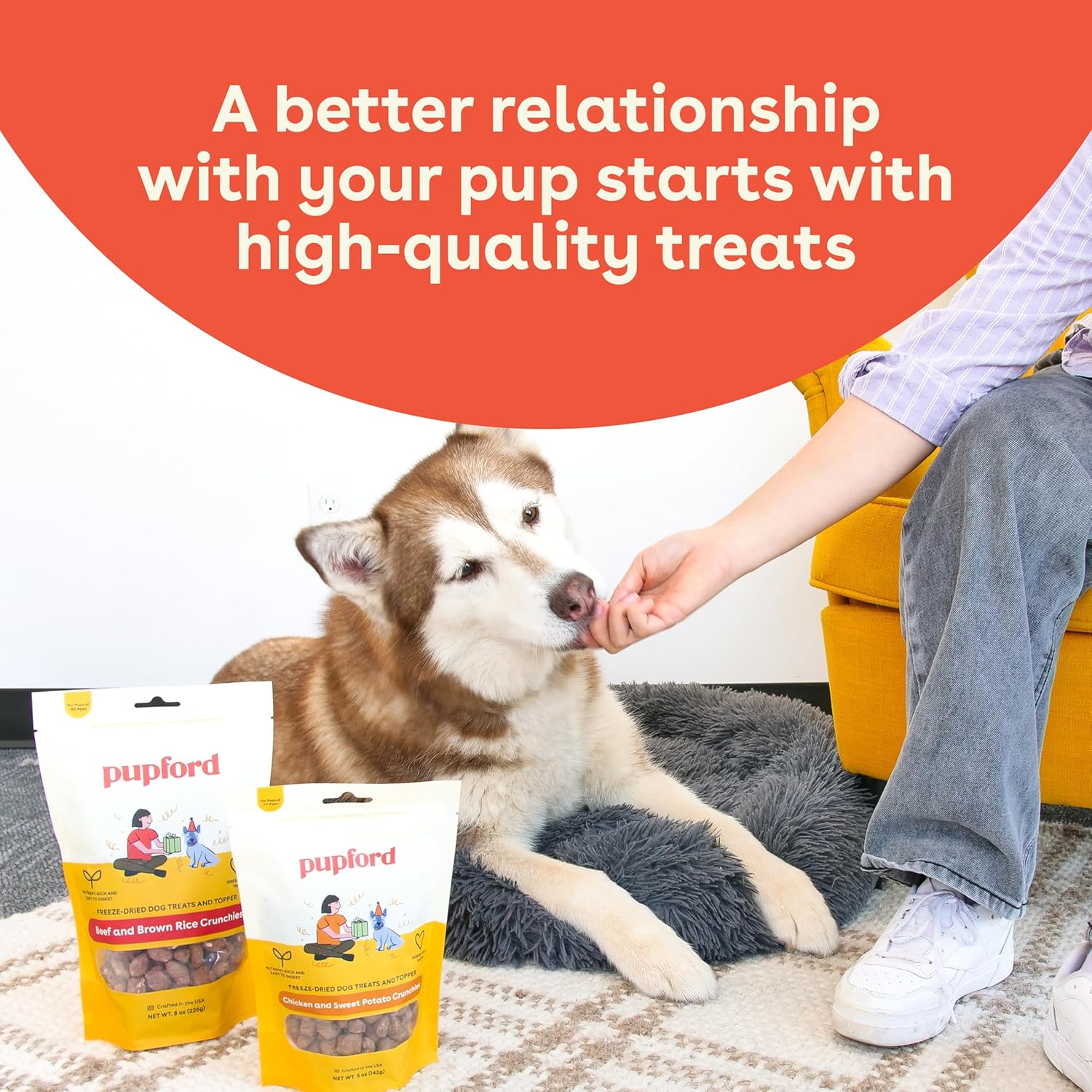 Pupford Crunchies, All-Natural, Healthy, Freeze Dried Treat for Dogs & Puppies (Chicken & Sweet Potato, 8 oz) (Pack of 2)