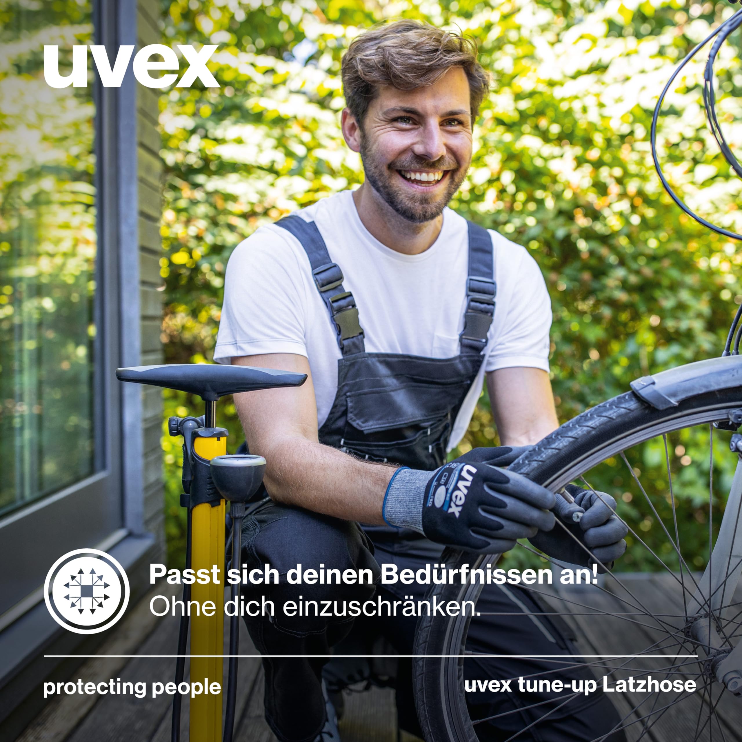 Uvex Tune-up długie męskie spodnie robocze - długie ogrodniczki z kieszeniami na kolanach - spodnie ogrodniczki premium, czarny/czerwony, 54