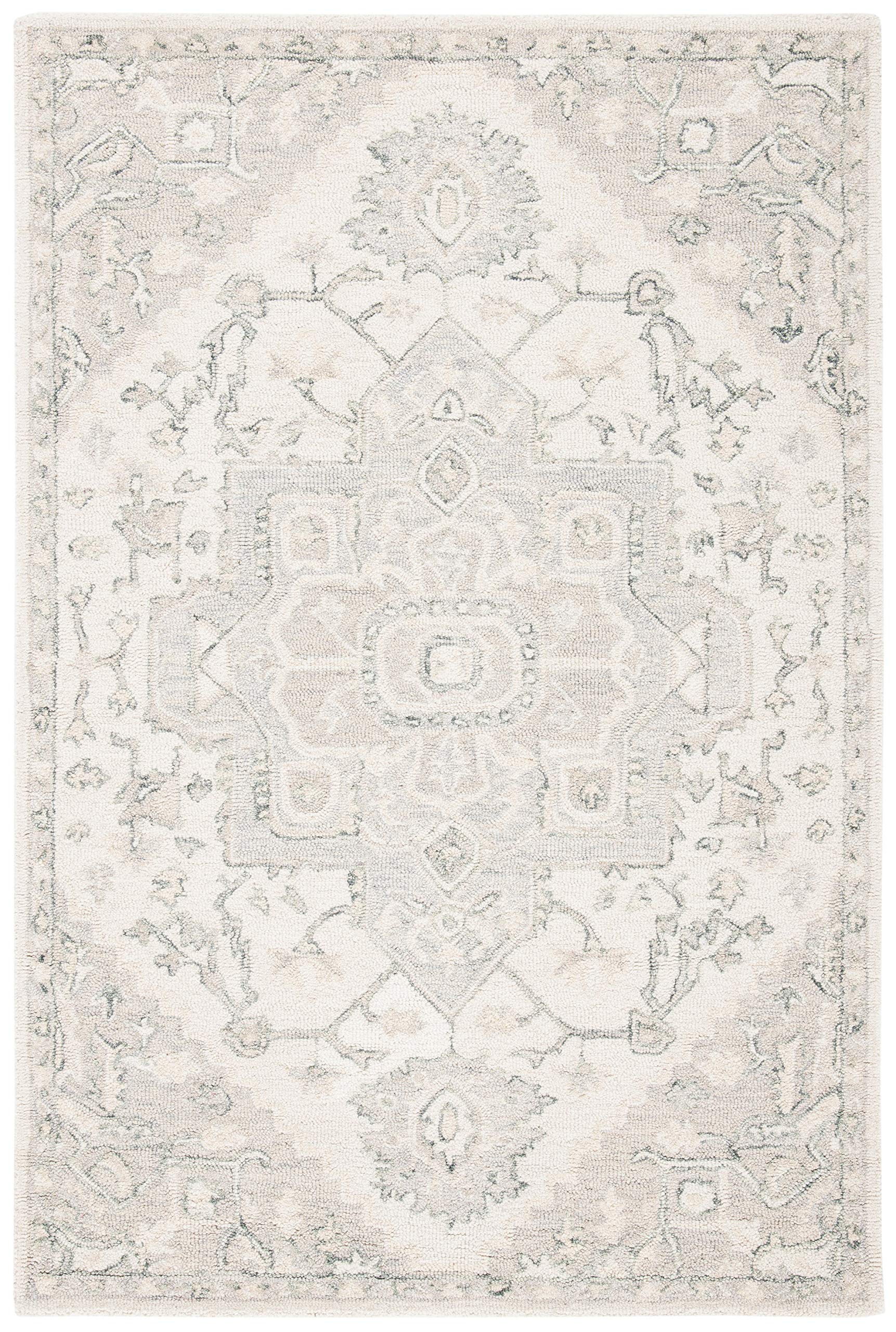 Safavieh Traditional Rug for Living Room Dining Room, Bedroom - Micro-Loop Collection, Short Pile, in Ivory and Beige, 60 x 110 cm
