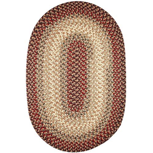 Super Area Rugs Oval 5X8 Red/Gray Braided Rug Hartford Primitive Decor Carpet - Indoor Outdoor - 5' X 8' for Living Room