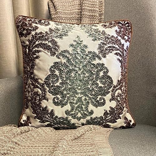 Miniatura 7 de The HomeCentric Funda de cojín, funda de cojín decorativa marrón de 20 x 20 pulgadas, fundas de almohada de piel sintética con textura y almohadas