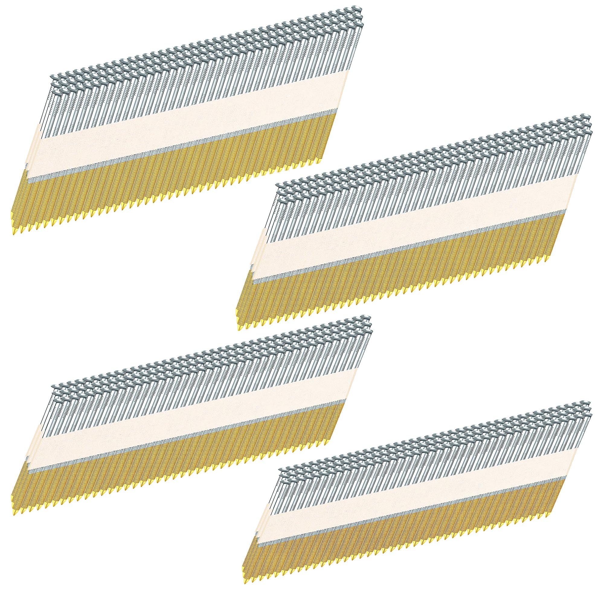 HW HAMWOO 34°Framing Nails,D Head Nail Pack,Hot Dipped Galvanized Paper Tape Strip Nails,Ring Shank,for 30 to 34 Degree Framing Nailer(2",2-1/2",3", 3