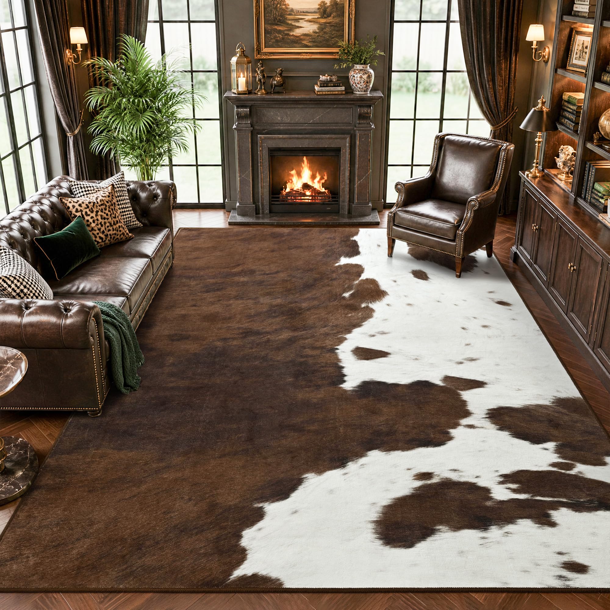 Foxmas 8x10 Cow Print Rugs for Living Room Bedroom — image 1