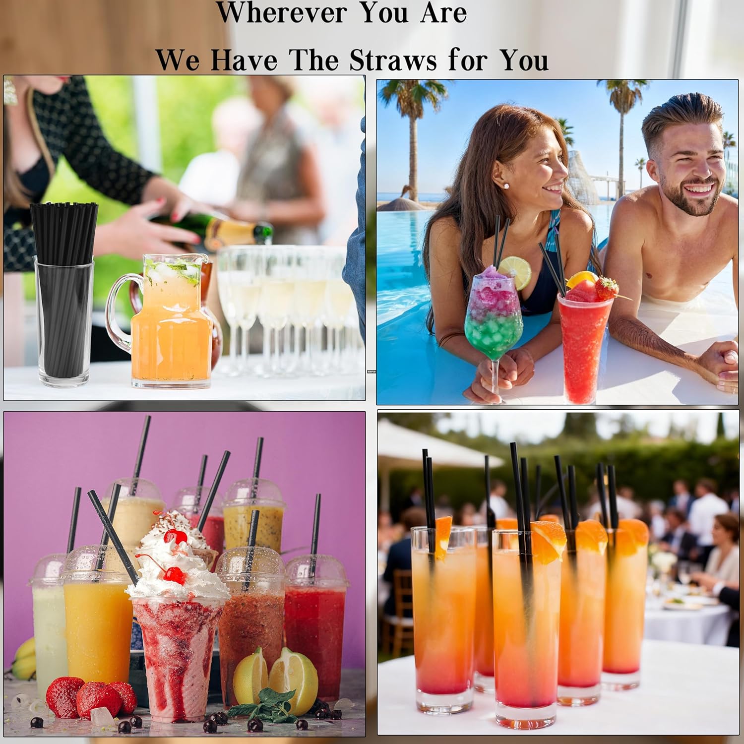 100PCS Disposable Straws for 40 Oz Tumbler, 12in Extra Long Individually Wrapped Straws for Stanley 40 Oz 30 Oz 20 Oz Cup, Black - Image 9