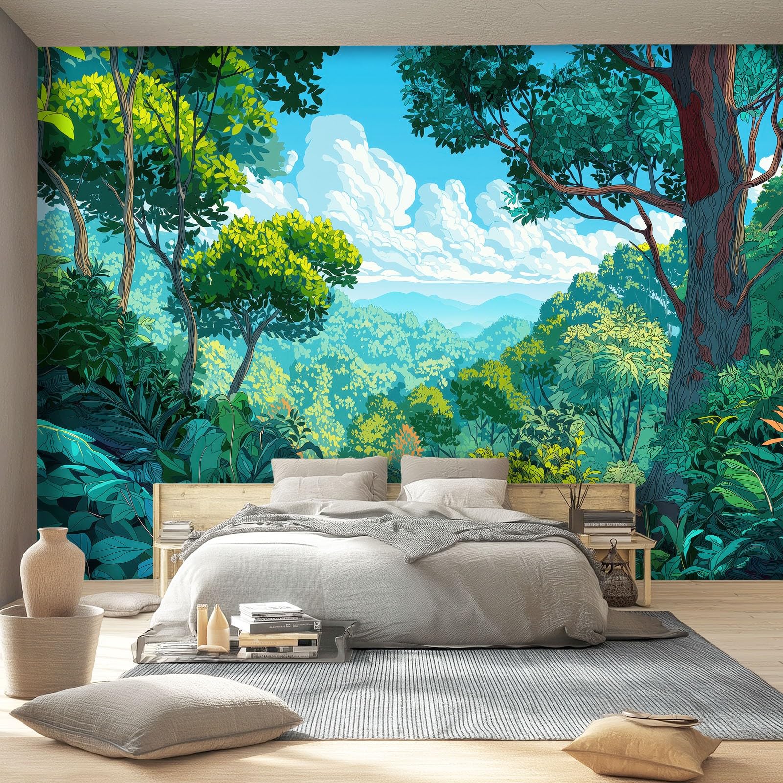 Fototapeta salon - tapeta w stylu pop art las ilustracja TNT modny mural 350 x 256 cm dekoracja ścienna gigantyczny plakat papier ścienny sypialnia