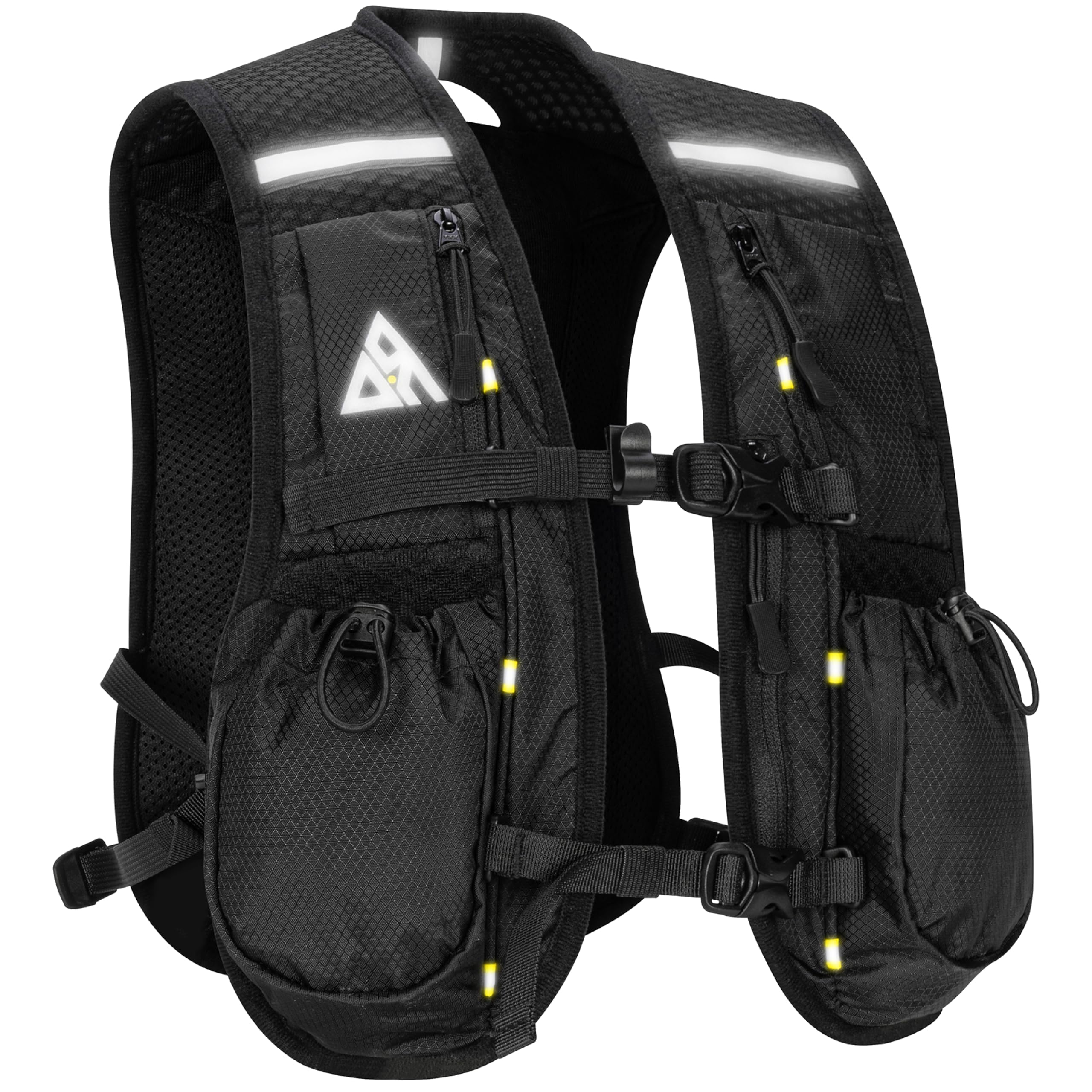 OFFROUTE Running Vest - Hydration Vest with Water Bottle -Adjustable Unisex Reflective Vest with Phone Holder and Storage - Lightweight and Durable Running Backpack