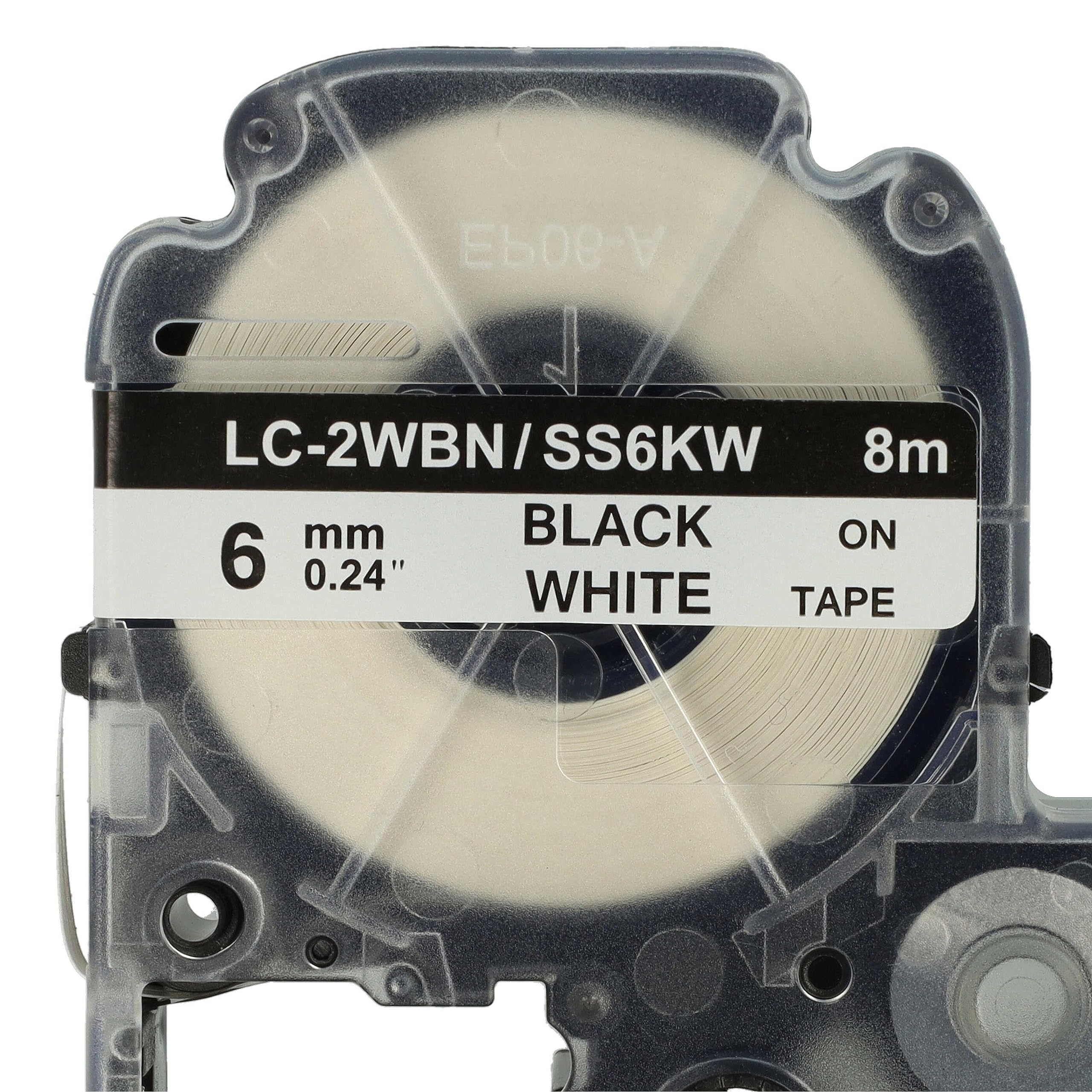 vhbw 50 x zamiennik taśmy do drukarki etykiet Epson LC-2WBN do drukarki etykiet 6 mm, czarny na białym tle