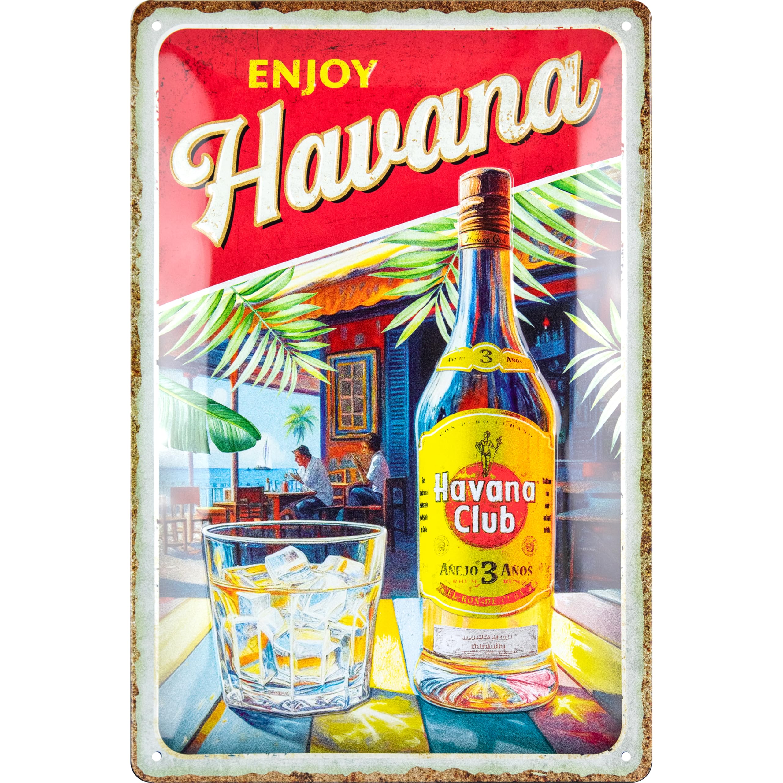 BC® Tablica blaszana Retro 20 x 30 cm, Enjoy Havana, Vintage dekoracja z metalu, Design jako pomysł na prezent dla fanów Hawany